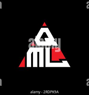 QML triangle letter logo design with triangle shape. QML triangle logo design monogram. QML triangle vector logo template with red color. QML triangul Stock Vector