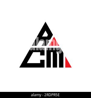 RCM triangle letter logo design with triangle shape. RCM triangle logo design monogram. RCM triangle vector logo template with red color. RCM triangul Stock Vector