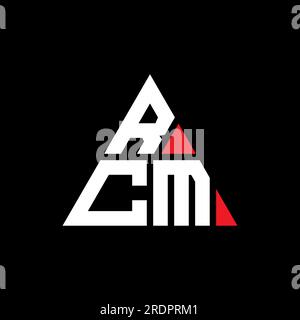 RCM triangle letter logo design with triangle shape. RCM triangle logo design monogram. RCM triangle vector logo template with red color. RCM triangul Stock Vector