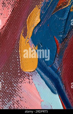Abstract art background. oil on canvas. Rough brushstrokes of paint. Closeup of a painting by oil and palette knife. Stock Photo
