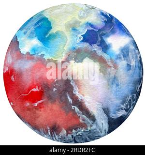 Planets of the Solar System watercolour poster set. Set of watercolor planets on an isolated white background, space, illustration, hand drawing Stock Photo