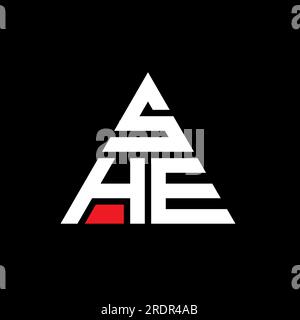 SHE triangle letter logo design with triangle shape. SHE triangle logo design monogram. SHE triangle vector logo template with red color. SHE triangul Stock Vector