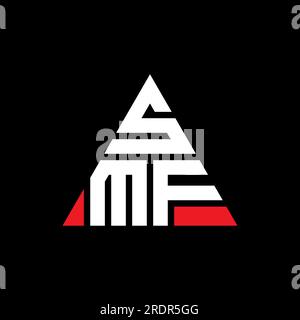 SMF triangle letter logo design with triangle shape. SMF triangle logo design monogram. SMF triangle vector logo template with red color. SMF triangul Stock Vector