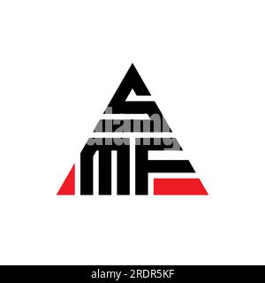 SMF triangle letter logo design with triangle shape. SMF triangle logo design monogram. SMF triangle vector logo template with red color. SMF triangul Stock Vector