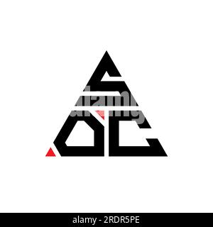 SOC triangle letter logo design with triangle shape. SOC triangle logo design monogram. SOC triangle vector logo template with red color. SOC triangul Stock Vector