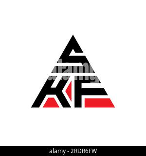 SKF triangle letter logo design with triangle shape. SKF triangle logo design monogram. SKF triangle vector logo template with red color. SKF triangul Stock Vector