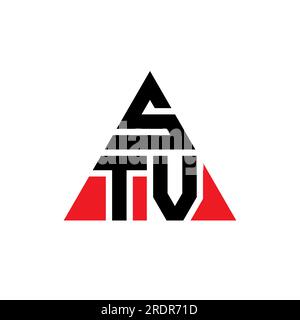 STV triangle letter logo design with triangle shape. STV triangle logo design monogram. STV triangle vector logo template with red color. STV triangul Stock Vector