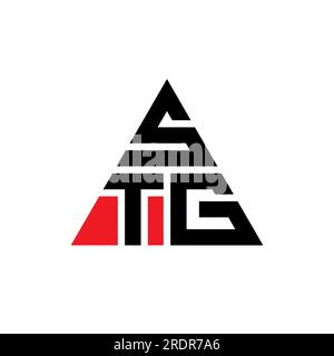 STG triangle letter logo design with triangle shape. STG triangle logo design monogram. STG triangle vector logo template with red color. STG triangul Stock Vector