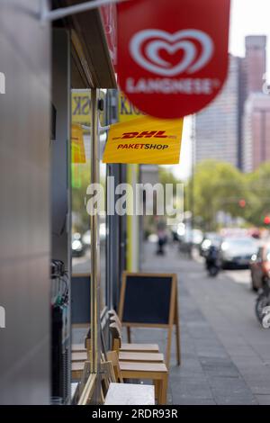 DHL Packet Kiosk in Cologne on a warm summer day Stock Photo