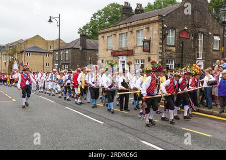 Morris men taking part in the Saddleworth Rushcart festival Stock Photo