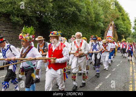 Morris men taking part in the Saddleworth Rushcart festival Stock Photo