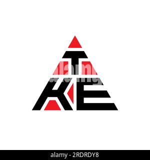 TKE triangle letter logo design with triangle shape. TKE triangle logo design monogram. TKE triangle vector logo template with red color. TKE triangul Stock Vector