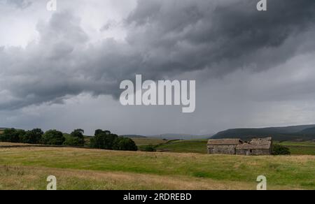 Storm clouds gathering on a summers afternoon in the Yorkshire Dales. Stock Photo