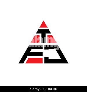 TFJ triangle letter logo design with triangle shape. TFJ triangle logo design monogram. TFJ triangle vector logo template with red color. TFJ triangul Stock Vector