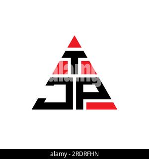 TJP triangle letter logo design with triangle shape. TJP triangle logo design monogram. TJP triangle vector logo template with red color. TJP triangul Stock Vector