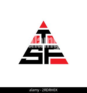 TSF triangle letter logo design with triangle shape. TSF triangle logo design monogram. TSF triangle vector logo template with red color. TSF triangul Stock Vector