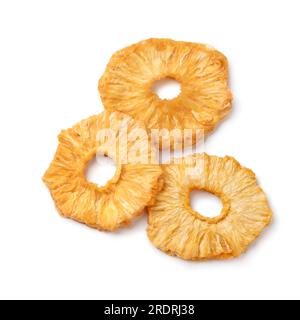Dried pineapple slices on isolated on white background close up Stock Photo
