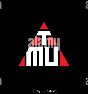 TMU triangle letter logo design with triangle shape. TMU triangle logo design monogram. TMU triangle vector logo template with red color. TMU triangul Stock Vector