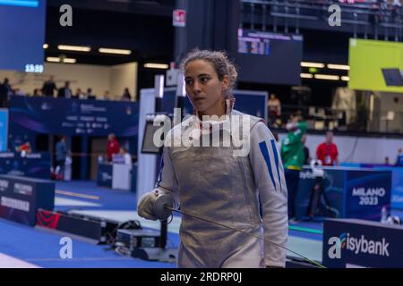 Milan, Italy. 23rd July, 2023. Centro Congressi MiCo, Milan, Italy, July 23, 2023, Ondarts Lucia (ARG) during FIE Senior Fencing World Championships - day2 - Sword Credit: Live Media Publishing Group/Alamy Live News Stock Photo