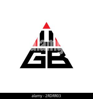 UGB triangle letter logo design with triangle shape. UGB triangle logo design monogram. UGB triangle vector logo template with red color. UGB triangul Stock Vector