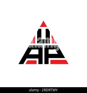 UAP triangle letter logo design with triangle shape. UAP triangle logo design monogram. UAP triangle vector logo template with red color. UAP triangul Stock Vector