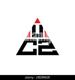 UCZ triangle letter logo design with triangle shape. UCZ triangle logo design monogram. UCZ triangle vector logo template with red color. UCZ triangul Stock Vector