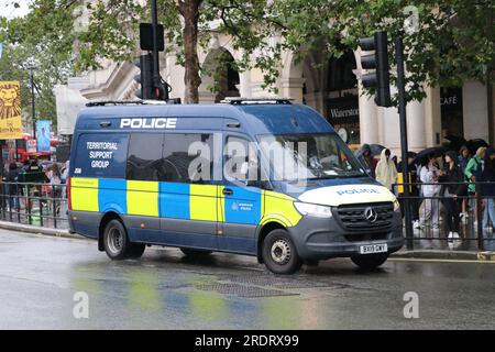METROPOLITAN POLICE TERRITORIAL SUPPORT GROUP MINIBUS VAN IN LONDON Stock Photo