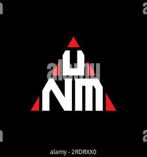 UNM triangle letter logo design with triangle shape. UNM triangle logo design monogram. UNM triangle vector logo template with red color. UNM triangul Stock Vector