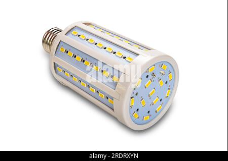 High angle view of studio led bulb corn lamp for photography isolated on white background with clipping path. Stock Photo