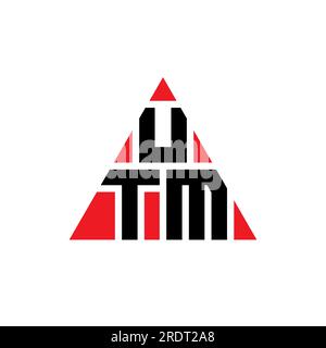 UTM triangle letter logo design with triangle shape. UTM triangle logo design monogram. UTM triangle vector logo template with red color. UTM triangul Stock Vector