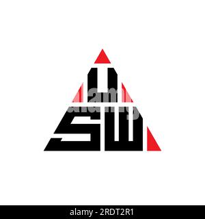 USW triangle letter logo design with triangle shape. USW triangle logo design monogram. USW triangle vector logo template with red color. USW triangul Stock Vector