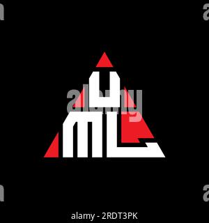 UML triangle letter logo design with triangle shape. UML triangle logo design monogram. UML triangle vector logo template with red color. UML triangul Stock Vector