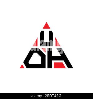 UOH triangle letter logo design with triangle shape. UOH triangle logo design monogram. UOH triangle vector logo template with red color. UOH triangul Stock Vector