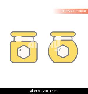 Honey jar line vector icon. Colorful outline vector. Stock Vector