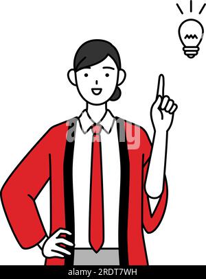 Woman wearing a red happi coat pointing to a checklist, Vector ...