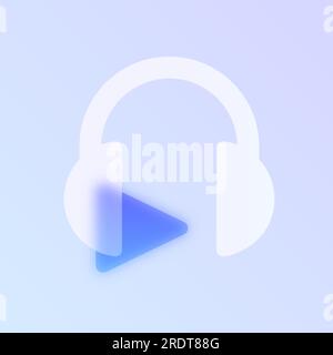 headphones glass morphism trendy style icon Stock Vector