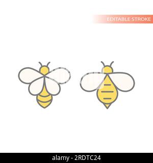 Honey bee line vector icon. Colorful honeybee outline icons. Stock Vector