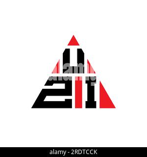 UZI triangle letter logo design with triangle shape. UZI triangle logo design monogram. UZI triangle vector logo template with red color. UZI triangul Stock Vector