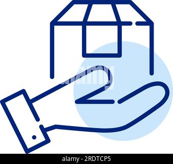 Goods delivery. Box in hand. Pixel perfect icon Stock Vector