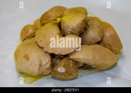 Edible bulb of the plant (Dioscorea bulbifera) originally from Africa and known as 'cará moela' Stock Photo