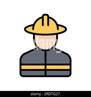 fireman line color filled icon isolated on white Stock Vector