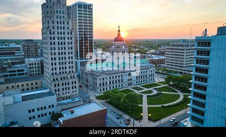 Downtown Fort Wayne courthouse lawn with crowd watching 4th of July ...