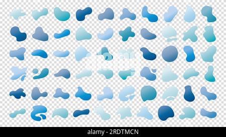Set of gradient water blob shapes, round abstract elements. Simple water blotch shapes and form. Vector illustration on a transparent background. Big Stock Vector