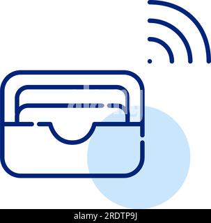 Card holder with contactless payment symbol. E-wallet. Pixel perfect icon Stock Vector