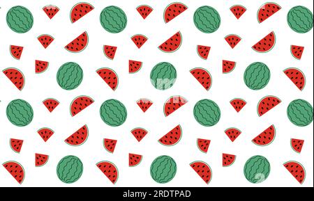 Vector seamless background in scandinavian style geometric patterns red watermelons on a white background Vector EPS10 Stock Vector