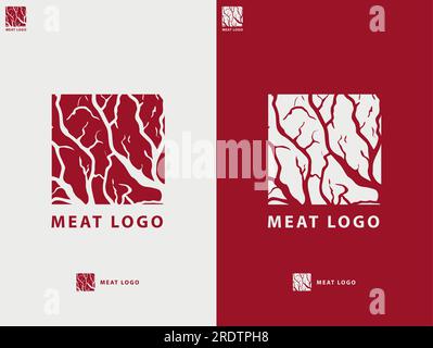 Steak house or meat shop logo design. Fresh meat texture. Logo template - shop, market, restaurant or graphic design. Vector Illustration. Stock Vector