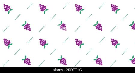 Vector seamless background in scandinavian style geometric patterns blue grapes on a white background Vector EPS10 Stock Vector