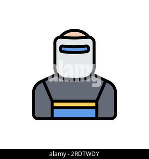 welder line color filled icon isolated on white Stock Vector