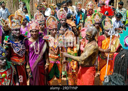 Pusari The image of Men dressed as various Hindu gods in Dasara Dussera Dusera ...