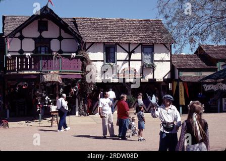 Gold Canyon AZ USA. 2/1999. Arizona Renaissance Festival 16th century lifestyle usually runs from 10 a.m. to 6 p.m. on Saturdays and Sundays, rain or shine, from February 4 through April 2.  Colorful costumes, plenty of food and wonderful entertainment for young and old. Stock Photo